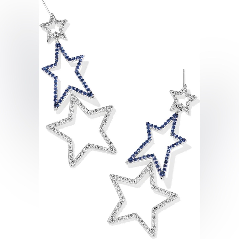 Kendra Scott Darcy Cowboys Silver and Blue Star Earrings BNWT